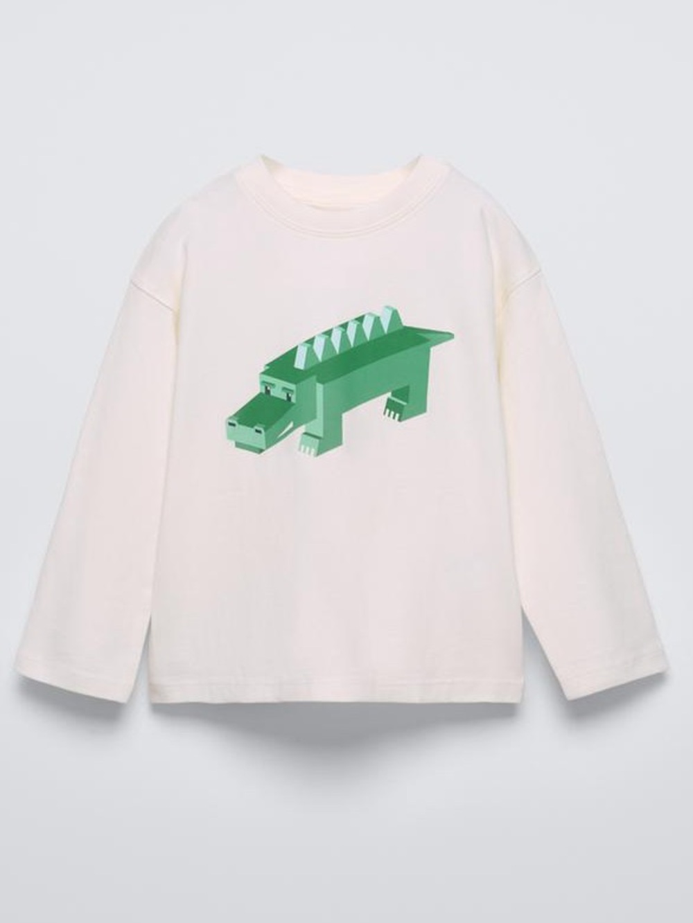 Zara Kids Long Sleeve Alligator Graphic T-Shirt - White - 2T